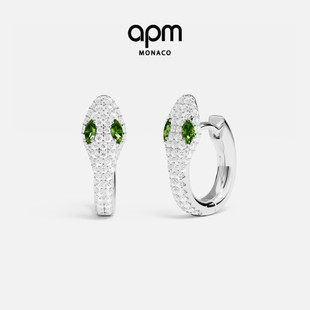 APM Monaco绿眼灵蛇形耳环女气质耳饰高级轻奢感送人生日新年礼物