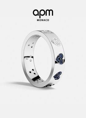 [杨紫同款]APM Monaco蓝银爱心戒指轻奢高级情侣对戒情人节礼物