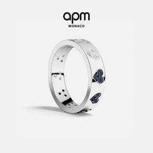 Monaco蓝银爱心戒指轻奢高级情侣对戒新年礼物 APM 杨紫同款