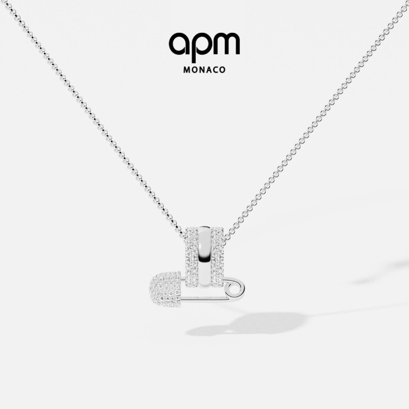 APM三环别针项链摩斯密码毛衣链图片
