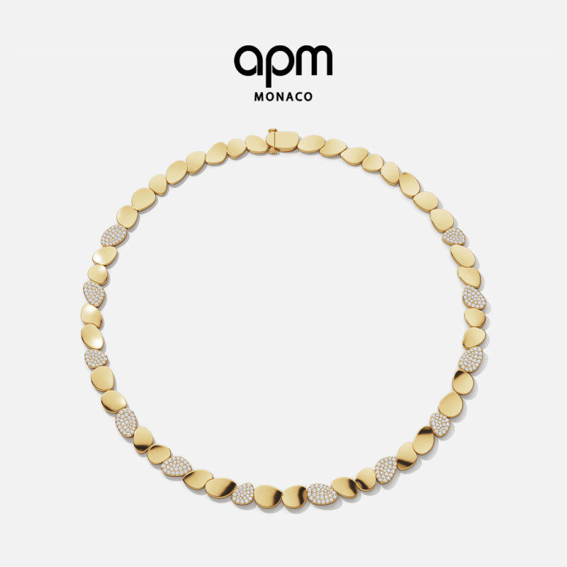APM Monaco Galet项圈项链金黄色华丽设计个性轻首饰