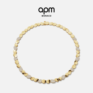 APM Monaco Galet项圈项链金黄色华丽设计个性轻首饰38妇女节礼物