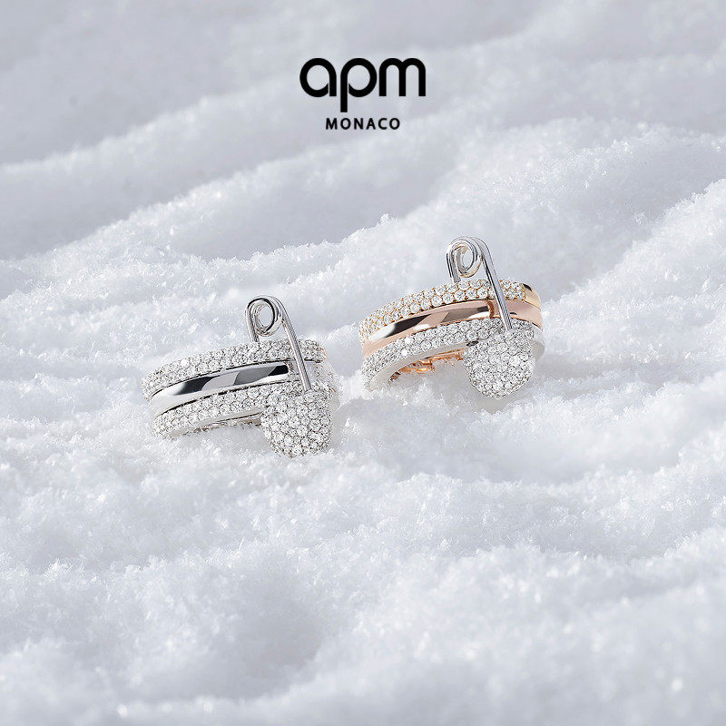 APM别针戒指三环银个性送礼