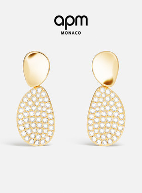 APM Monaco Galet耳环高级金黄色典雅轻奢个性耳饰送人情人节礼物
