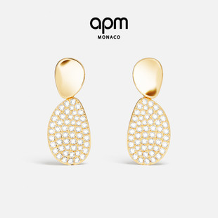 APM Monaco Galet耳环高级金黄色典雅轻奢个性耳饰送人妇女节礼物