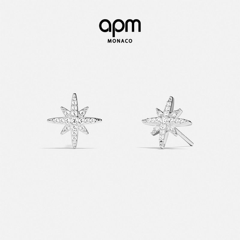 APM Monaco六芒星耳钉925银经典轻奢感耳饰女耳环送人生