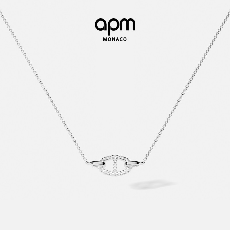 [七夕礼物]APM Monaco白色Maille Marine猪鼻子项链女款 旗舰店 - 实物图
