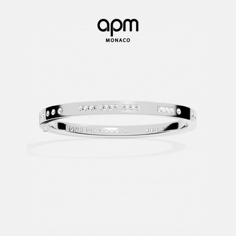 APM摩斯密码手镯女银白色时尚