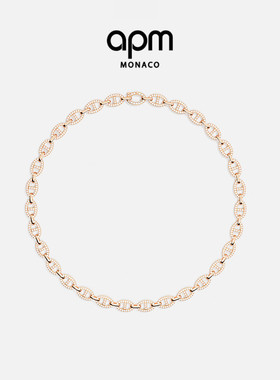 APM Monaco Maille Marine项链链环玫瑰金色首饰送人生日圣诞礼物