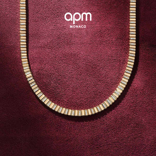 [杨紫同款新品]APM Monaco金黄色Graphique项圈项链几何时尚叠戴