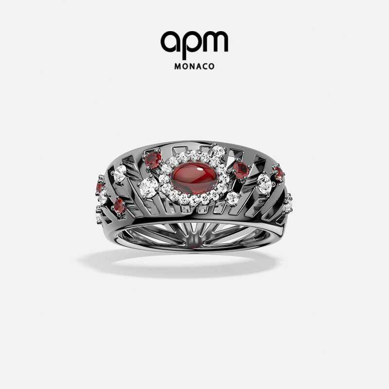 [杨紫同款新品]APM Monaco酒红宝石Les Éventails戒指几何镂空图片