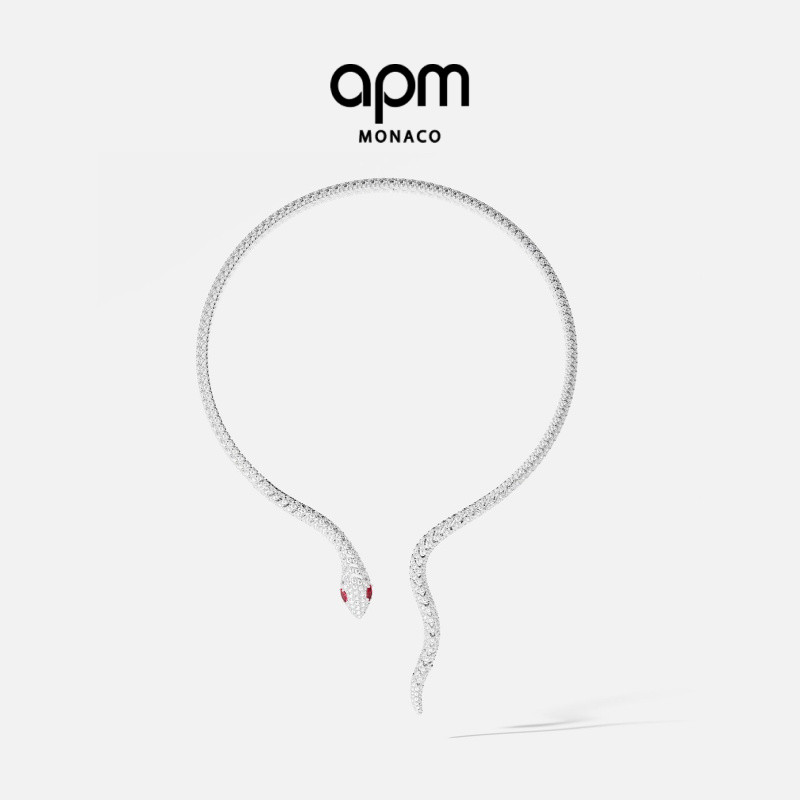 [杨紫同款]APM Monaco密镶首饰Kaa环绕式项圈银项链时尚生日礼物