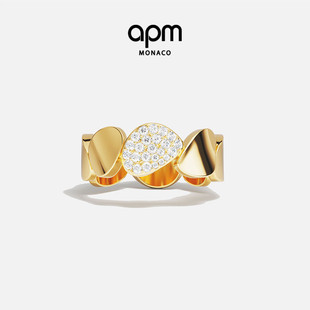 Monaco APM Galet戒指金黄色女银手饰指环新年礼物 杨紫同款