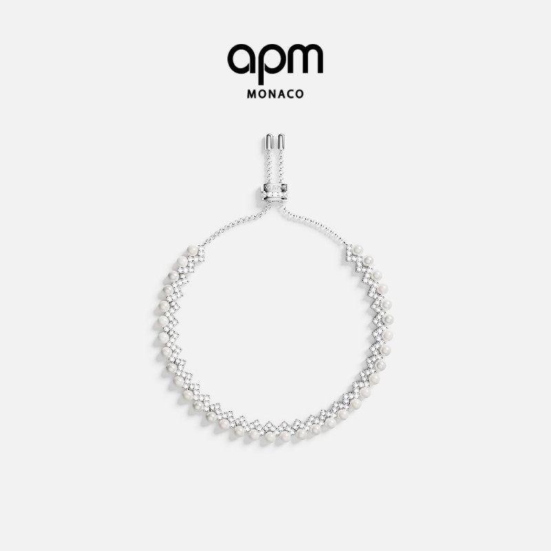[杨紫同款]APM Monaco线条珍珠手链女银饰闺蜜送人生日圣