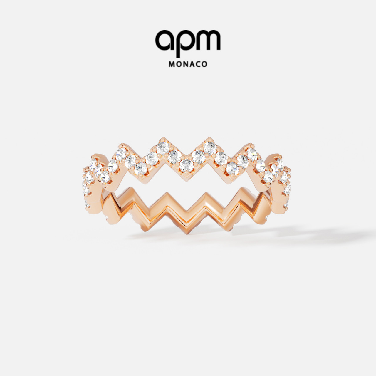 APM几何戒指玫瑰金简约时尚