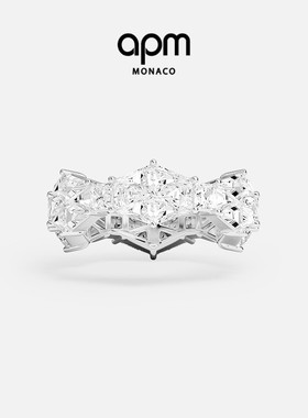 APM Monaco白色Art Déco Pavé戒指优雅几何设计感生日礼物