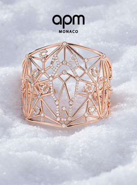 [杨紫同款]APM Monaco马年手镯玫瑰金色型格几何设计现代典雅手饰