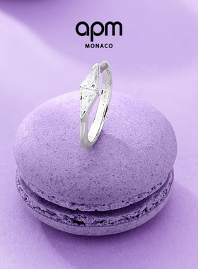 [杨紫同款]APM Monaco Art Deco戒指女银白色几何设计感简约新品