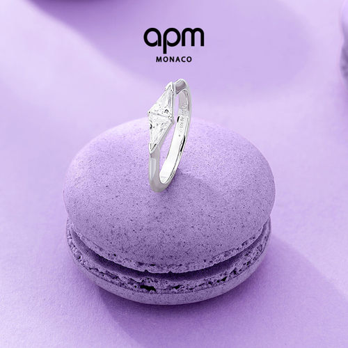 [杨紫同款]APM Monaco Art Deco戒指女银白色几何设计感简约新品