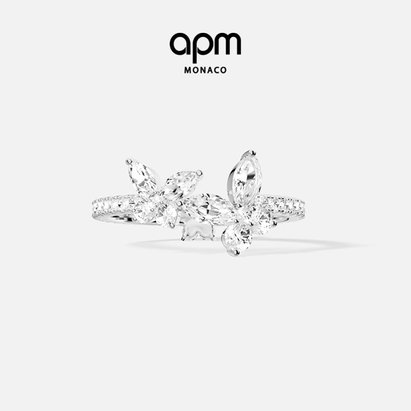 APM蝴蝶戒指银女生时尚生日礼物