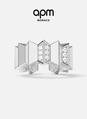 APM Monaco银白色Up and Down耳夹耳饰宽版波浪设计男士新年礼物