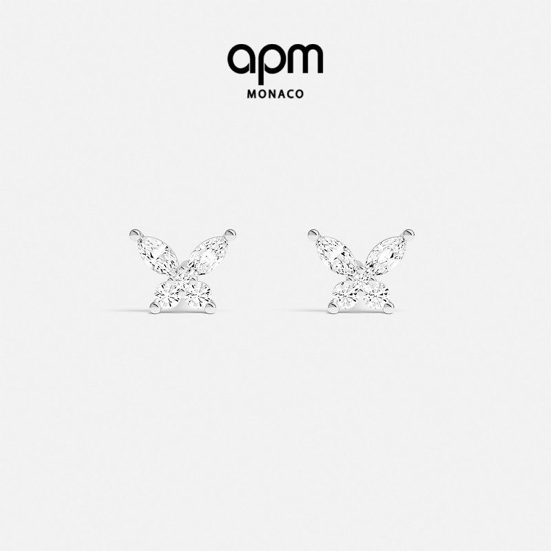 APM Monaco蝴蝶耳钉女气质简约耳饰耳环个性饰品送人生日礼