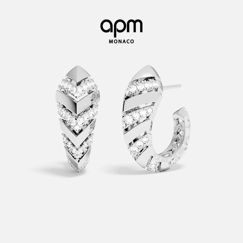 [杨紫同款]APM Monaco银白密镶Kaa耳环耳饰简约设计送