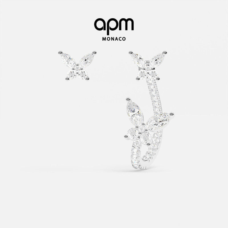 APM Monaco不对称蝴蝶耳钉女简约轻奢高级感耳饰耳环送人生日礼物