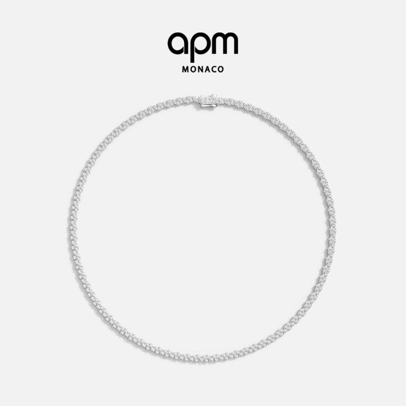 APM密镶项圈银白色项链