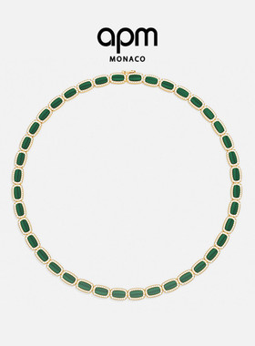 [杨紫同款]APM Monaco孔雀石项圈几何项链女饰品新年情人节礼物