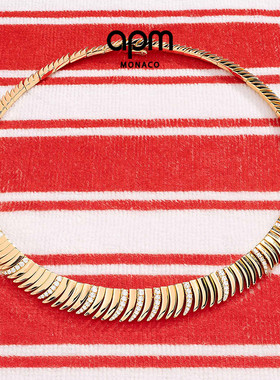 [夏季新品]APM Monaco金黄色棕榈Les Palmes项链个性项圈choker