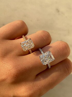 亚马逊欧美跨境冰花切轻奢风小众高级设计感戒指女超闪r7233