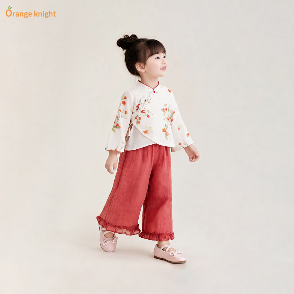新中式小女孩夏装国风汉服套装2026款女童唐装旗袍背心上衣两件套