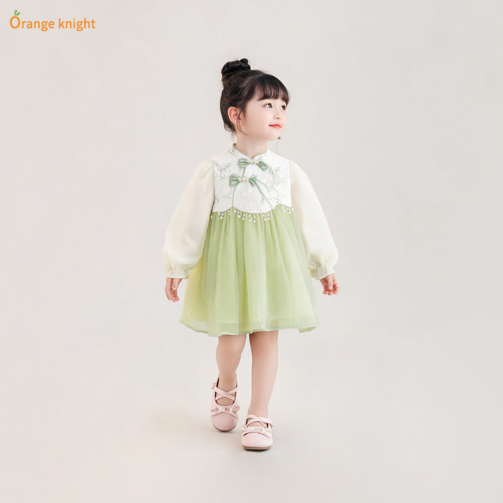 中式女童汉服连衣裙春秋2026新款国风小女孩裙子童装新中式旗袍裙
