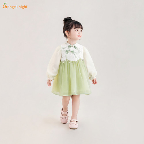 中式女童汉服连衣裙春秋2026新款国风小女孩裙子童装新中式旗袍裙