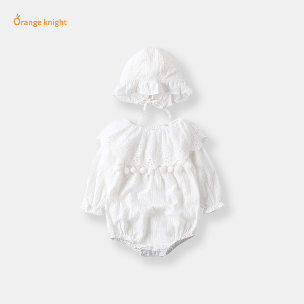 婴儿春装套装女宝宝春秋薄款连体衣满月周岁礼服公主长袖包屁衣