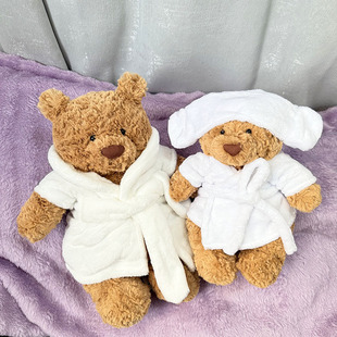 仅娃衣 泰迪熊公仔衣服萌 Jely@cat巴塞罗熊着替网红浴袍浴帽套装