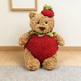 28cm巴塞罗熊衣服毛绒玩偶衣服小熊娃衣草莓连体衣泰迪熊连体睡衣