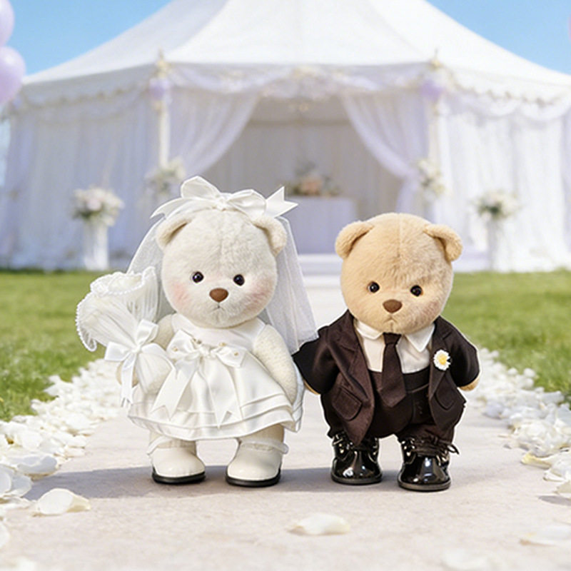 中号莉娜关节熊西装婚纱娃衣结婚潮玩娃衣