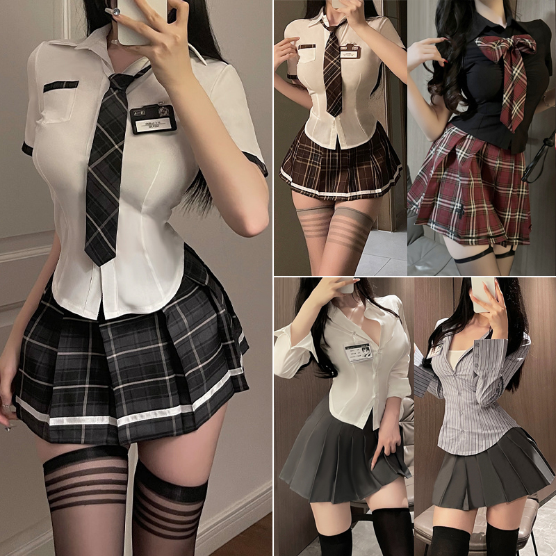 学院风收腰衬衫性感百褶裙JK制服