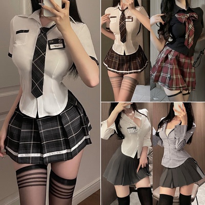 学院风收腰衬衫性感百褶裙JK制服