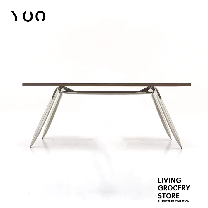 YOOWOW摩登极简创意充气球餐桌时尚设计师不锈钢金属实木玻璃桌子