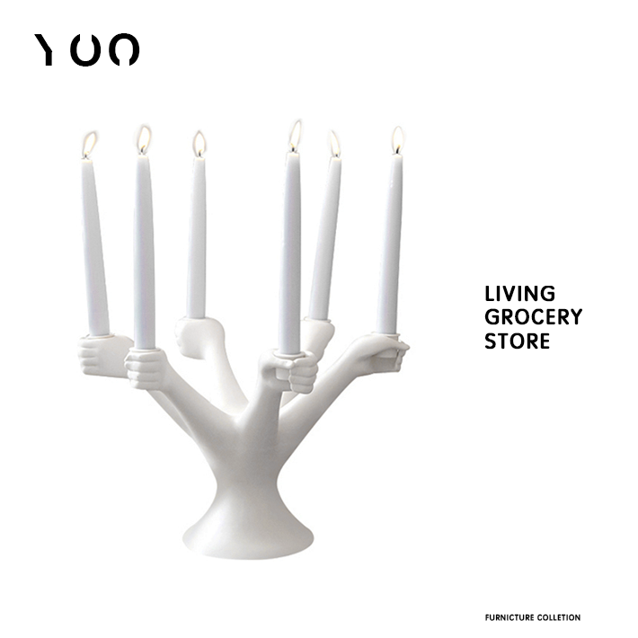 北欧现代创意火炬手陶瓷烛台设计师玄关餐桌家居装饰品桌面摆件