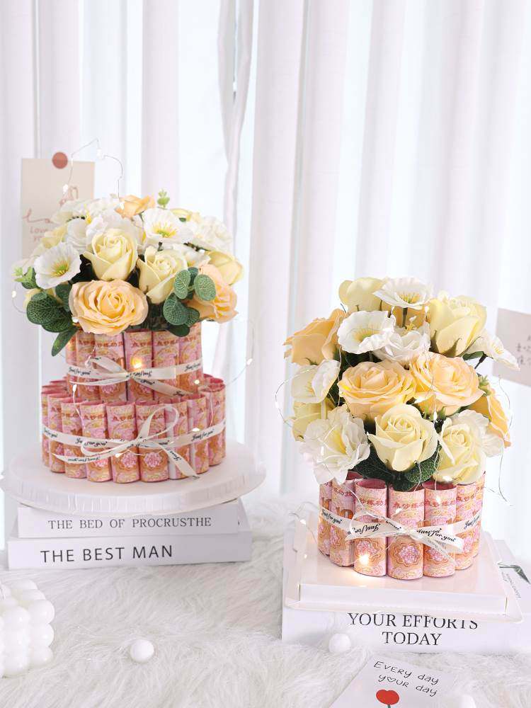 创意仿真香皂永生花diy材料包有钱花装钞票蛋糕花束礼盒生日礼物