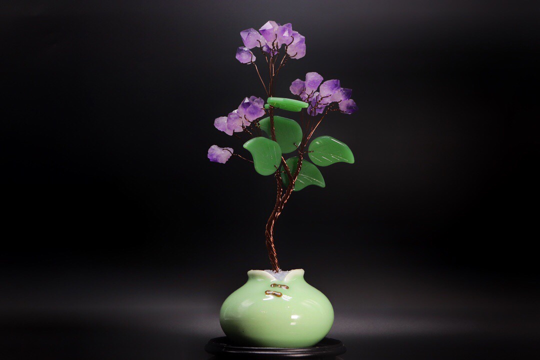 紫水晶摇钱树家居客厅创意装饰酒柜玄关桌面闺蜜生日伴手礼物摆件