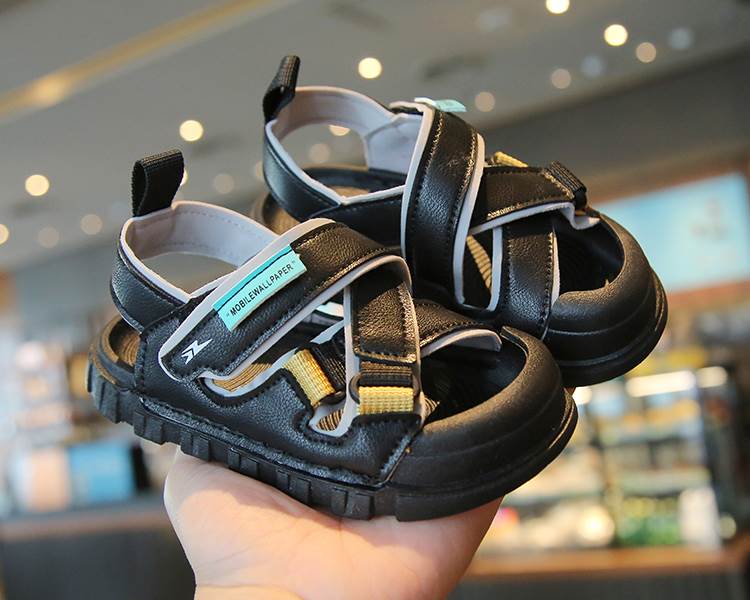 儿童凉鞋2023年夏季新款男童包头镂空魔术贴女童中大童运动沙滩鞋
