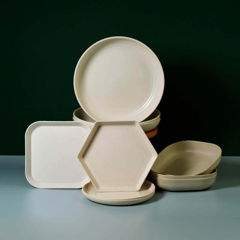 麦秸秆盘子碟子餐具一次性盘子骨碟凉菜碟加厚大盘子菜盘可微波炉