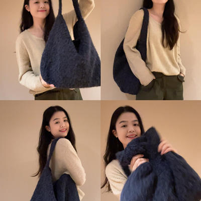 秋冬松弛氛围感毛绒包包2025新款大容量毛呢托特包通勤单肩腋下包