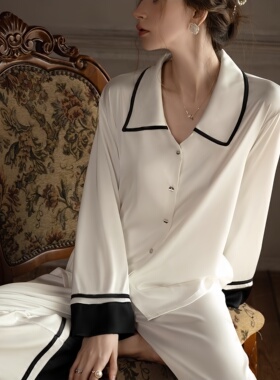 法式真丝睡衣女宫廷风轻奢高级感长袖长裤家居服套装