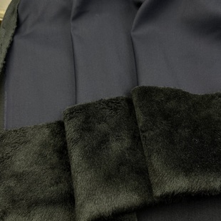 冬季高端加厚哔叽加绒面料保暖西裤无弹斜纹西装外套TR装DIY布料